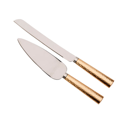 Gold Hammered Handle Cake Knife & Server Set - Loft&Timber