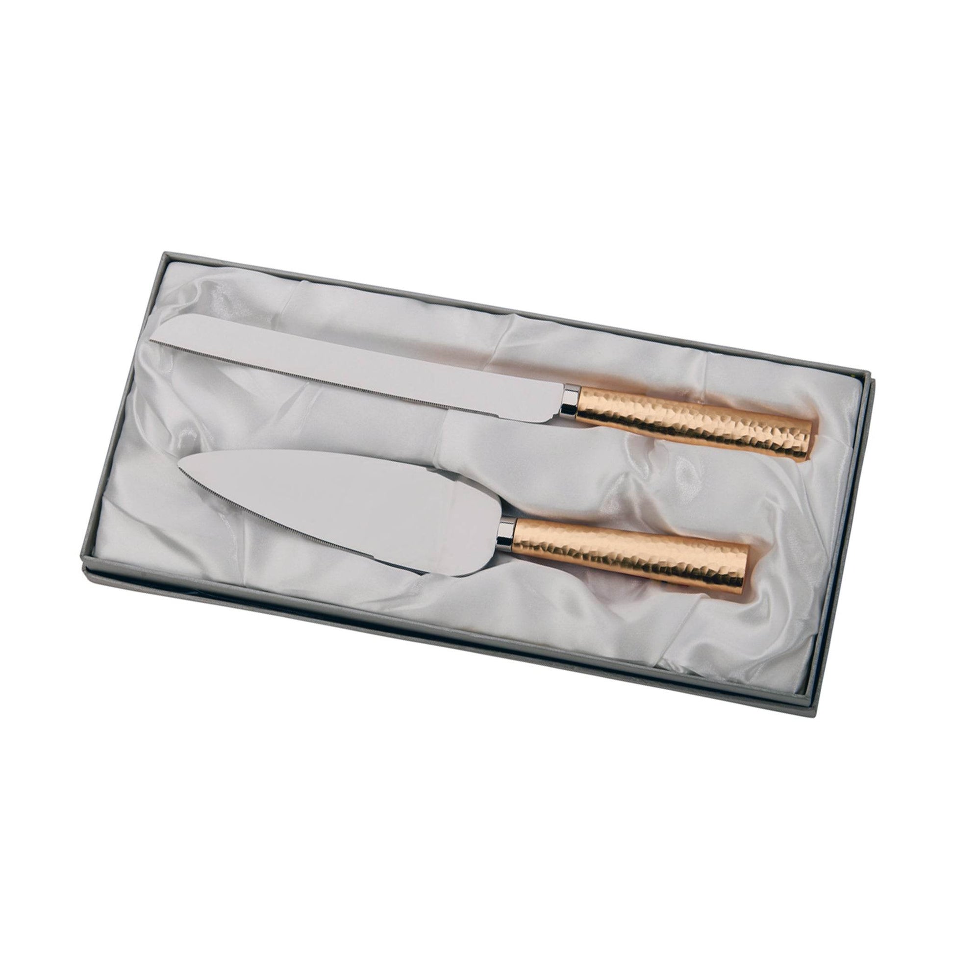 Gold Hammered Handle Cake Knife & Server Set - Loft&Timber