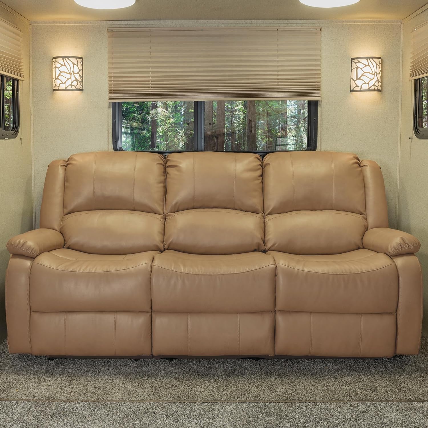 80" RV Triple Recliner Console, Wall Hugger, Toffee-0