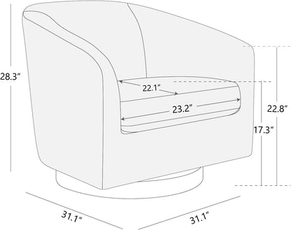 Ivory Swivel Barrel Chair Upholstered Fabric Living Room - Loft&Timber