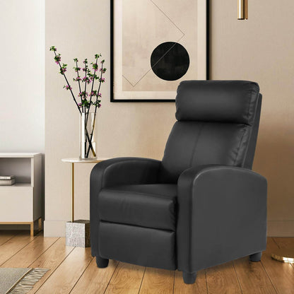Recliner Chair PU Leather Recliner Sofa Home Theater Seating with Lumbar Support Overstuffed High-Density Sponge Push Back Recliners Armchair for Living Room,Black - Loft&Timber