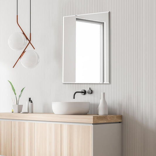 Wall Mirror Beveled Edge Frameless Mirror 24” X 32" Wall Mounted Mirror for Bathroom Vanity and Entryway - Loft&Timber