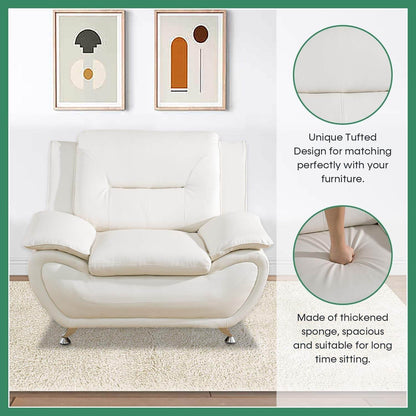 Leather Sofa Set,Leather Sofa Set for Living Room Furniture Sets, Loveseat Sofa with Chair 3-Piece for Living Room/Office/Apartment(White) - Loft&Timber