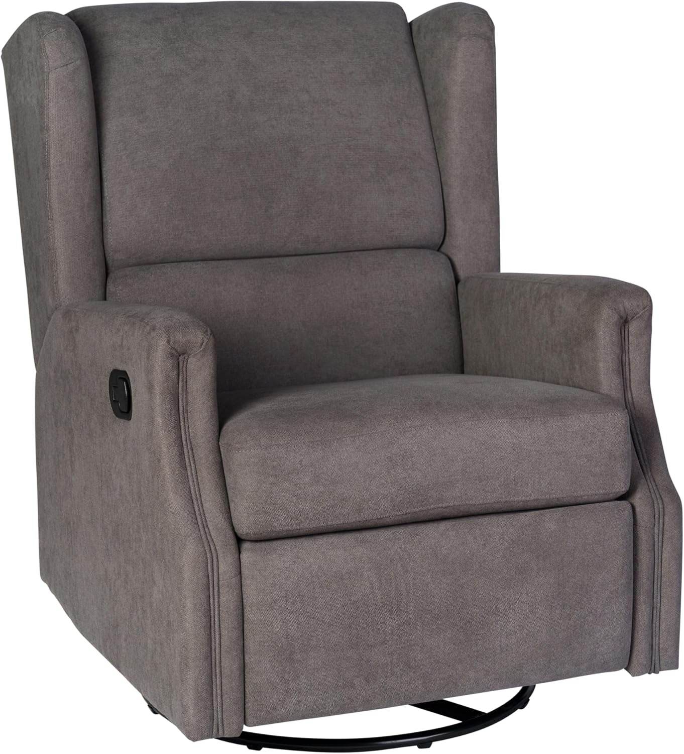 Omma Swivel Glider Rocking Recliner, Manual Wingback Recliner with 360 Degree Swivel, for Living Room, Bedroom, or Nursery, Upholstered, Dark Gray - Loft&Timber