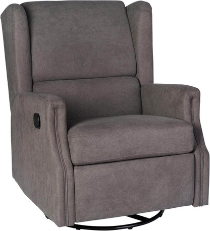 Omma Swivel Glider Rocking Recliner, Manual Wingback Recliner with 360 Degree Swivel, for Living Room, Bedroom, or Nursery, Upholstered, Dark Gray - Loft&Timber
