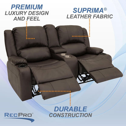 Charles 67" Powered Double RV Wall Hugger Recliner Sofa RV Loveseat with Upgraded 2023 Fabric (Chestnut)-2
