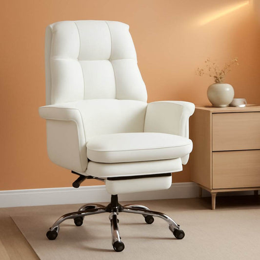 Executive Office Chair, PU Leather in White - Loft&Timber