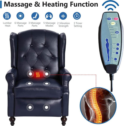 Wingback Recliner Chair with Massage and Heat - Loft&Timber
