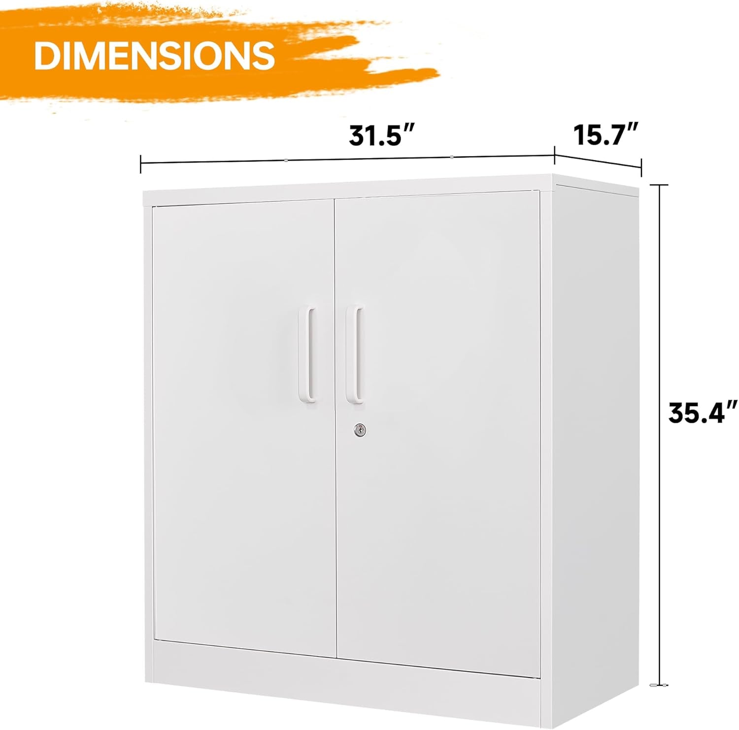 Lockable Metal Cabinet With 2 Doors And Adjustable Shelves-2