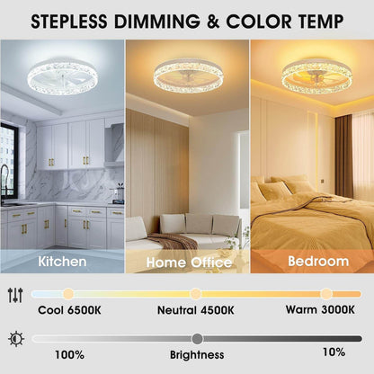 Low Profile Ceiling Fans with Lights and Remote, 20 Inches of LED - Loft&Timber