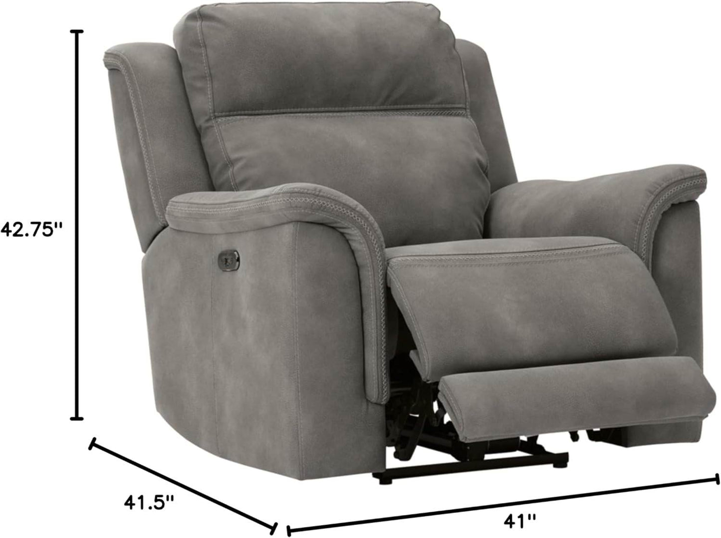 Next-Gen Durapella Power Recliner with Adjustable Headrest, Gray - Loft&Timber