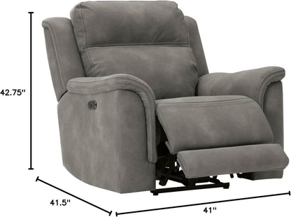 Next-Gen Durapella Power Recliner with Adjustable Headrest, Gray - Loft&Timber