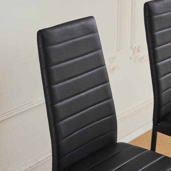 Rectangular table with arc MDF Black tabletop splicing PVC marble surface 140*76*76cm - Loft&Timber