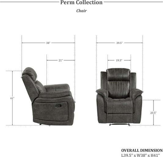 Brownish Gray Microfiber Recliner Set Sofa, Loveseat, Chair - Loft&Timber