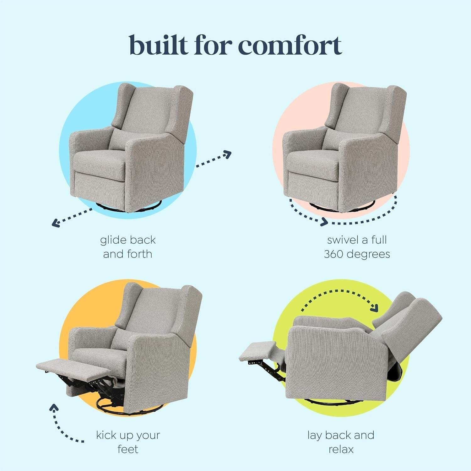 Carter'S by Arlo Recliner and Swivel Glider in Performance Grey Linen, Water Repellent - Loft&Timber