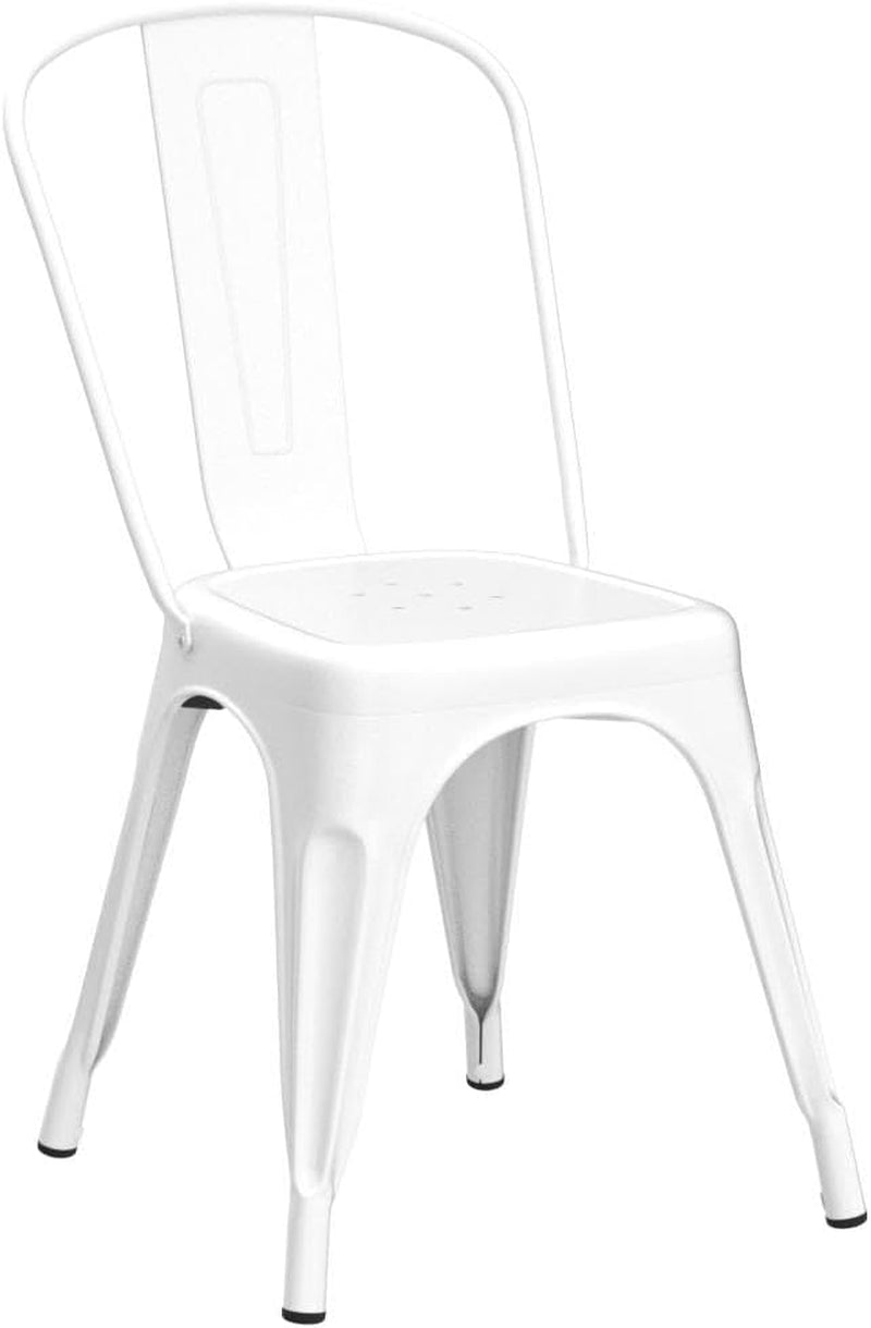 Tolix Style Metal Dining Chair White Stackable Set Of 4-3