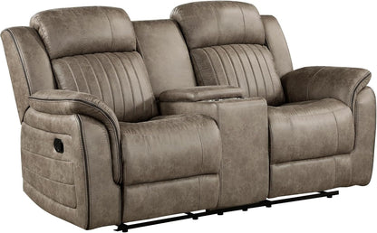 Modern Recliner Living Room Set, Sandy Brown Microfiber Upholstery, 3-Piece Set (Reclining Chair, Loveseat, Sofa), 83.5"L X 38"W X 41"H-4