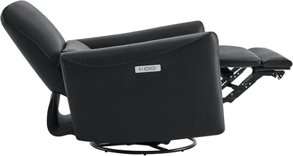 Power Recliner Chair Swivel Glider, FSC Certified Upholstered Faux Leather, Black - Loft&Timber