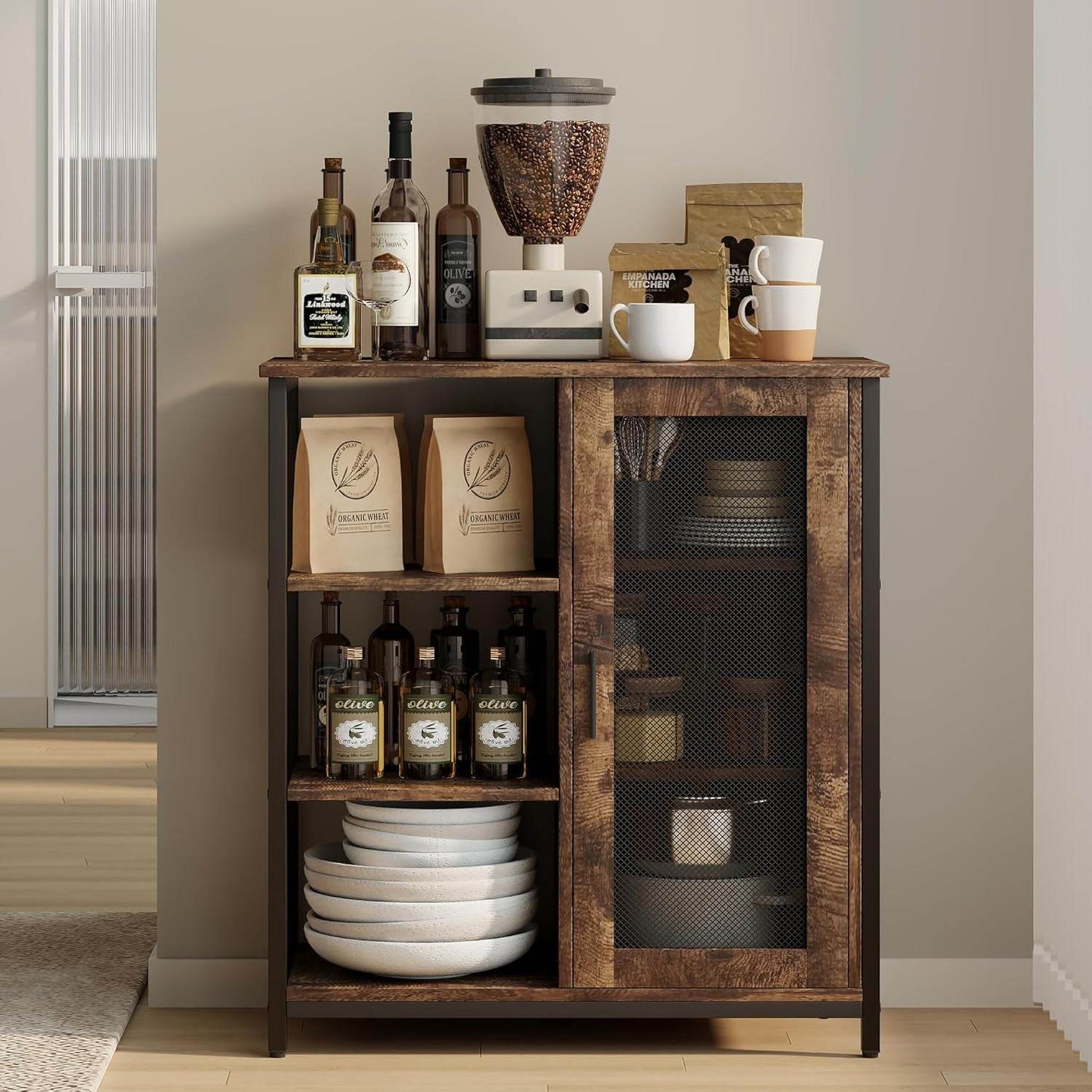 Mini Coffee Bar Cabinet Small Kitchen Buffet Farmhouse - Loft&Timber