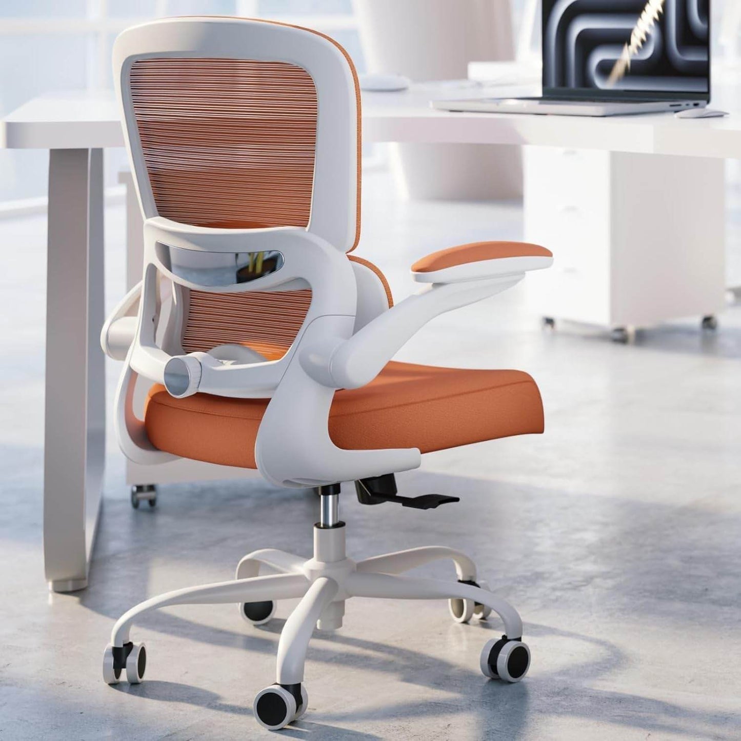 Office Chair with Adjustable Lumbar Support in (Orange) - Loft&Timber