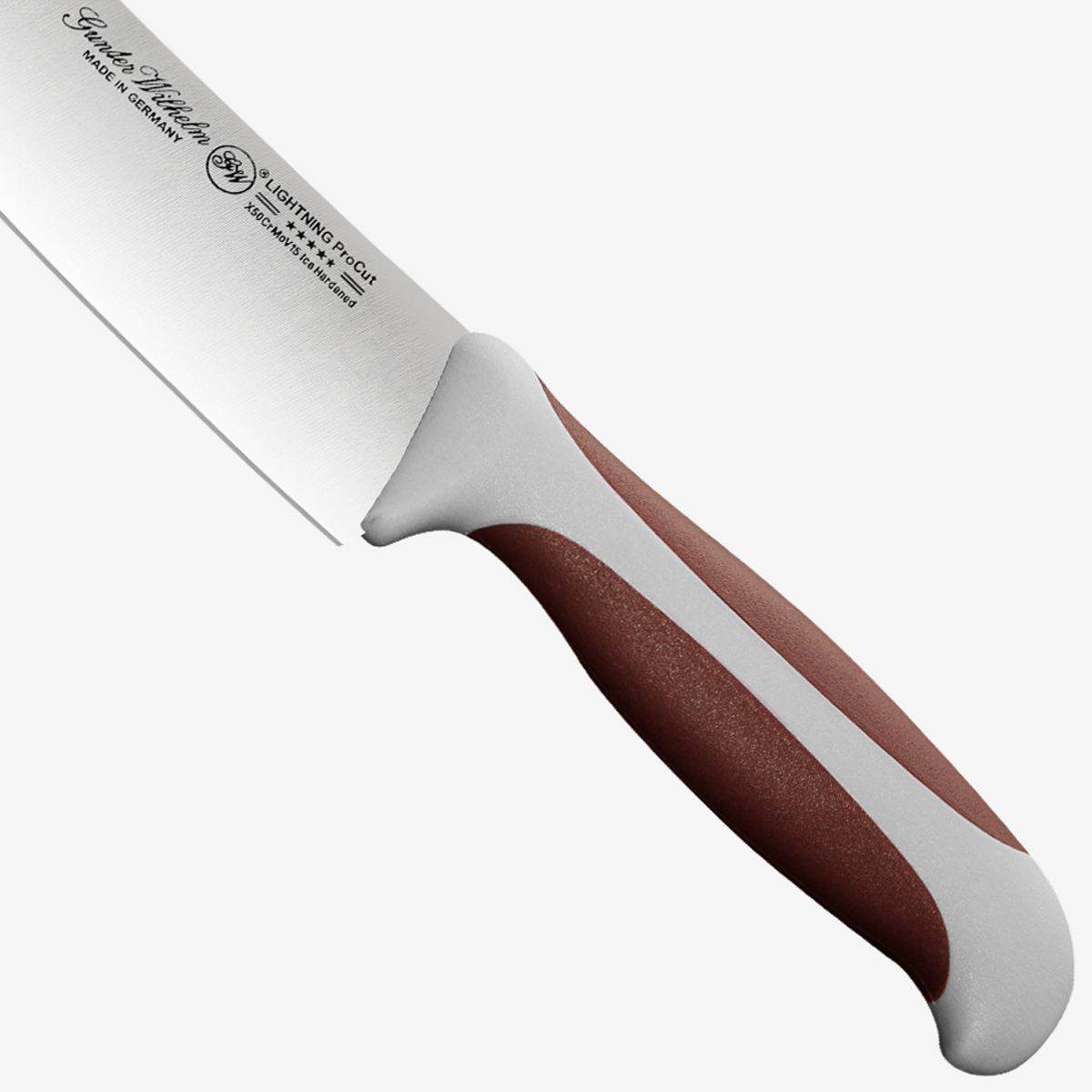 Gunter Wilhelm Lightning Cimeter/Butcher Knife, 10 Inch | Brown and Grey ABS Handle SKU: 10-130-0710 - Loft&Timber