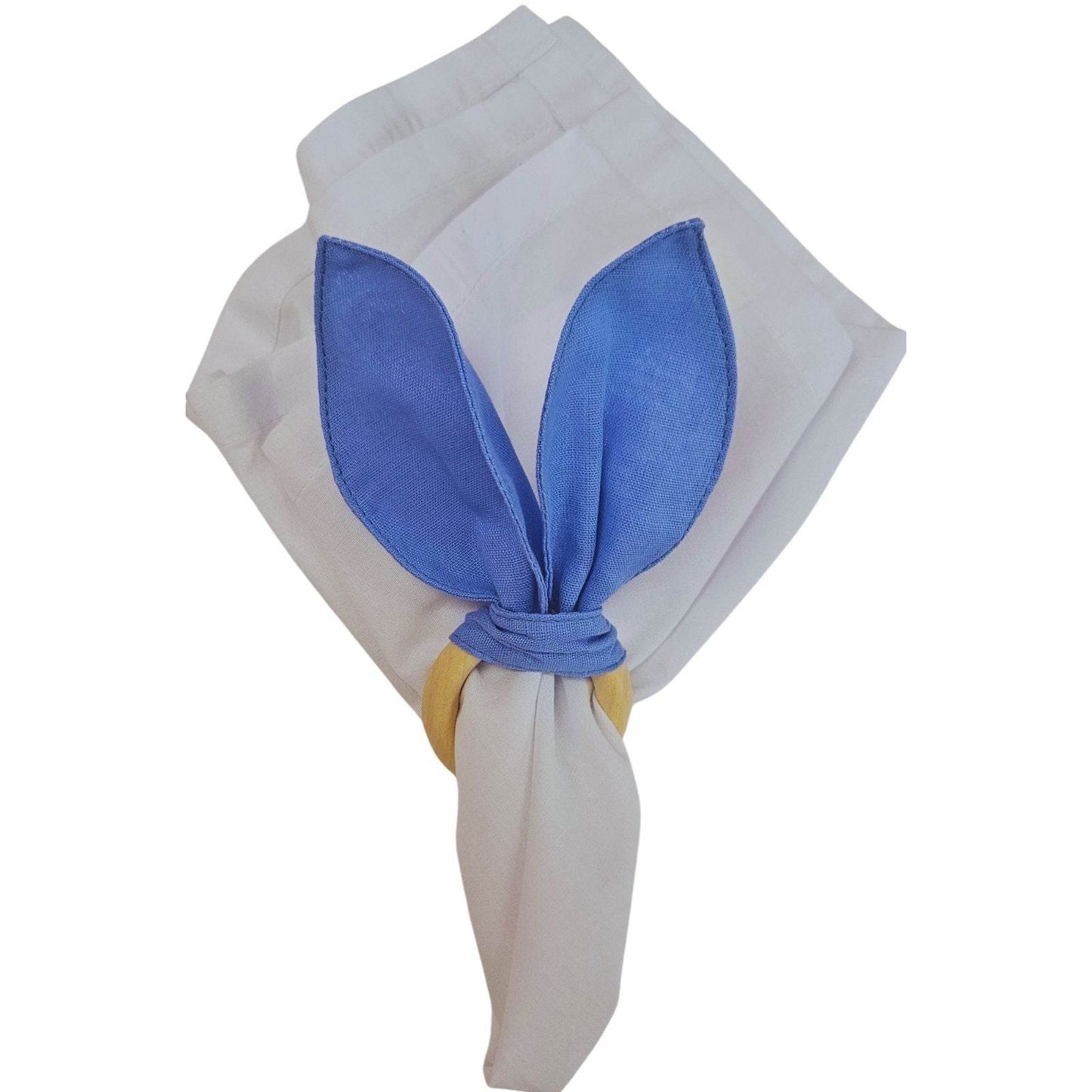 Maison Charlo | Easter Set of 4 Charm Blue Bunny Ears Napkin Rings | Dining Table Decor - Loft&Timber