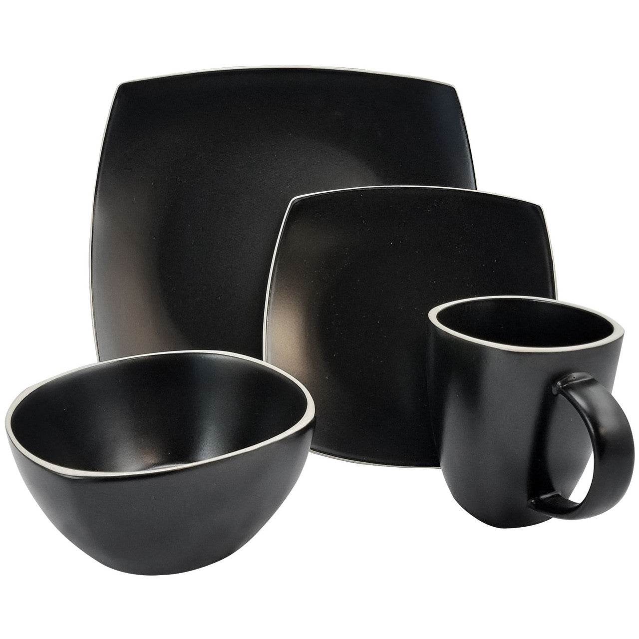 Gibson Soho Lounge Matte 16-Piece Dinnerware Set, Black - Loft&Timber