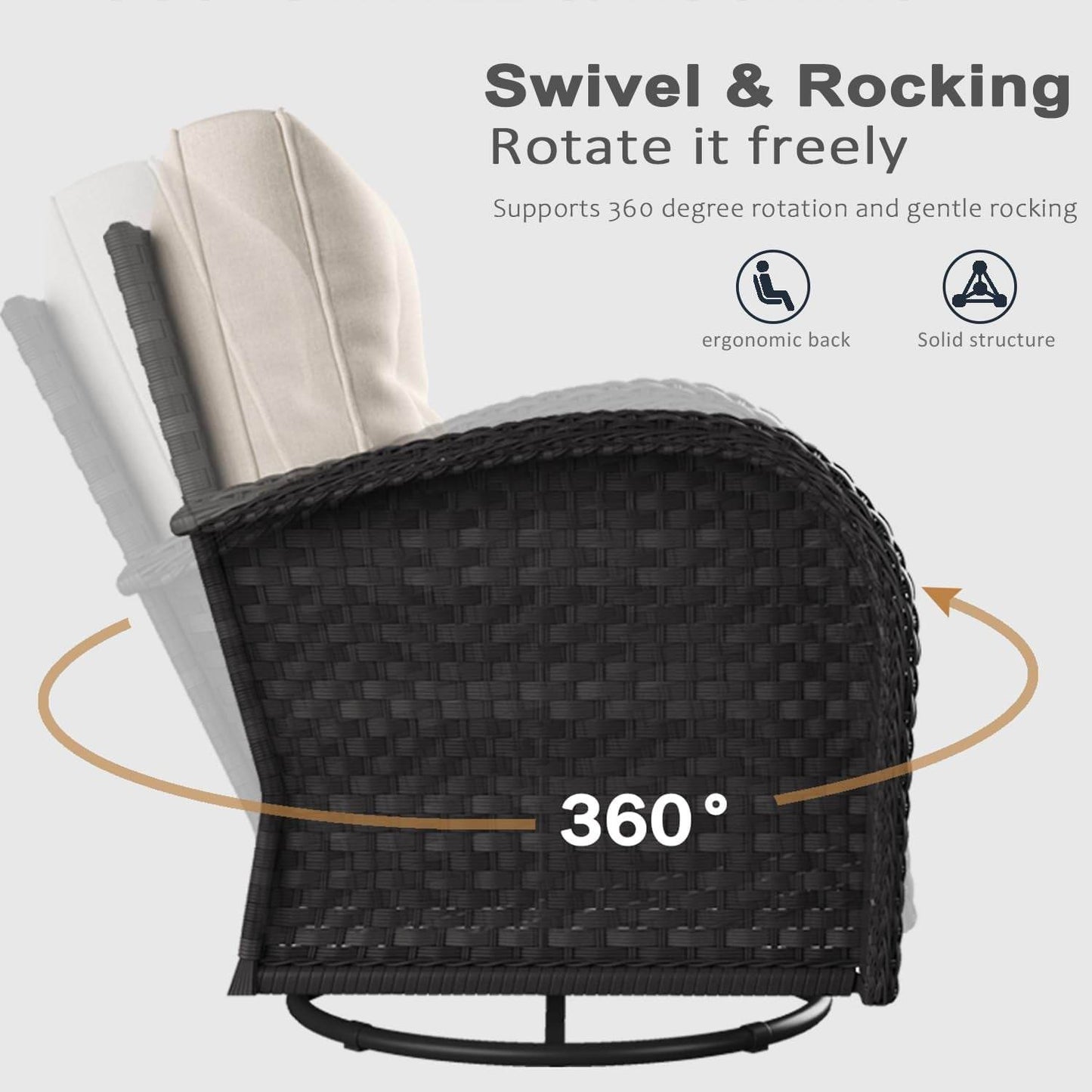 6 Pieces Outdoor Patio Furniture Set, Rattan Wicker Sectional Swivel Rocker Chairs Sets - Loft&Timber