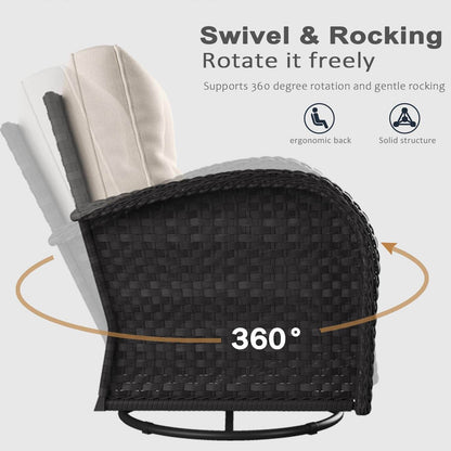 6 Pieces Outdoor Patio Furniture Set, Rattan Wicker Sectional Swivel Rocker Chairs Sets - Loft&Timber