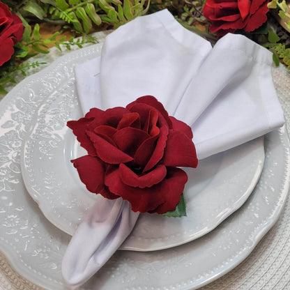 Maison Charlô | Wholesale Set of 40 Wholesale Red Colombiana Rose Flower Rosebud Napkin Rings Ecofriendly Pack - Loft&Timber