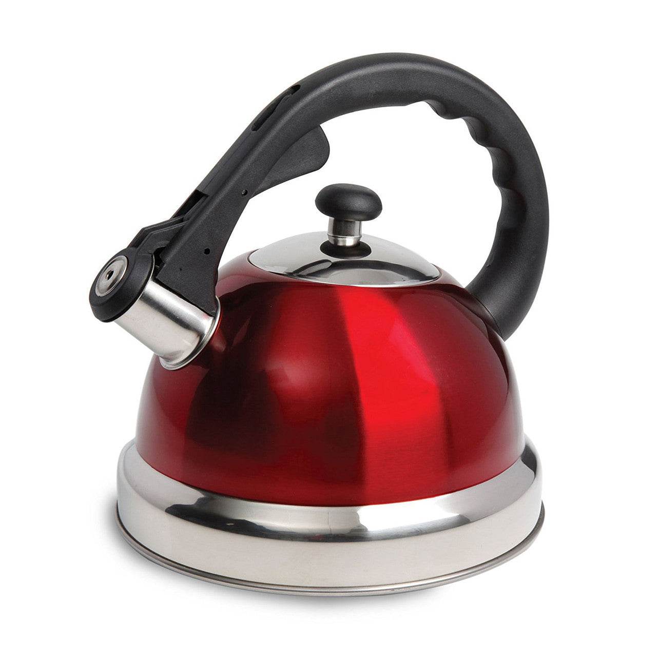 Mr Coffee Claredale 2.2 Quart Stainless Steel Whistling Tea Kettle in Red with Nylon Handle - Loft&Timber