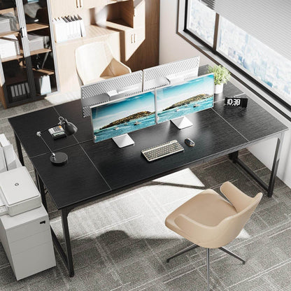 Computer Desk, 80 Inch Office Desk in Black - Loft&Timber