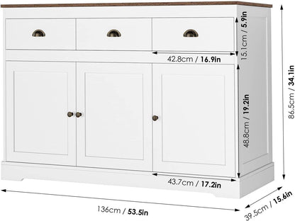 Farmhouse Buffet Cabinet, Wine Storage, Adjustable Shelves - Loft&Timber