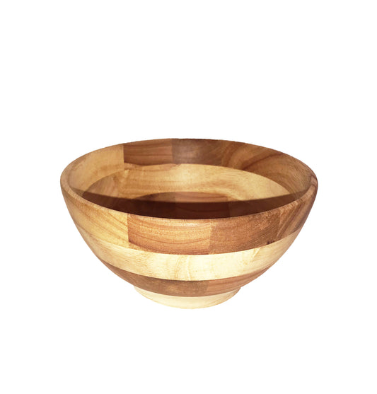 Zavis Green Acacia Wood Round Salad Bowl 8" | Dishwasher Safe - Loft&Timber