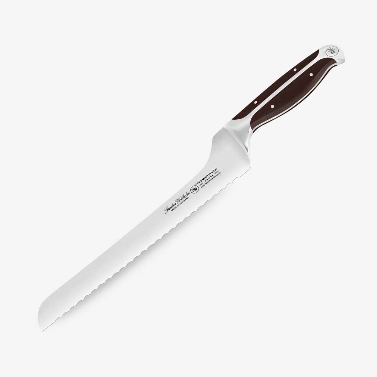 Gunter Wilhelm Premier Offset Bread Knife, 10 Inch | Dark Brown ABS Handle SKU: 30-318-1510 - Loft&Timber