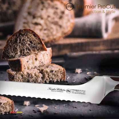 Gunter Wilhelm Premier Offset Bread Knife, 10 Inch | Dark Brown ABS Handle SKU: 30-318-1510 - Loft&Timber