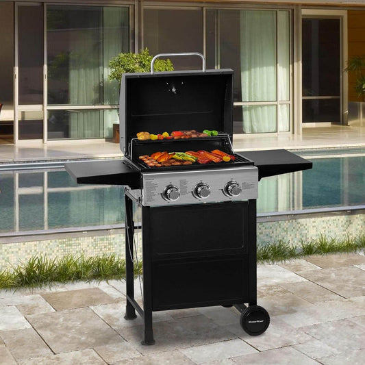 3-Burner Propane Grill Foldable Shelves, 30,000 BTU, Patio - Loft&Timber