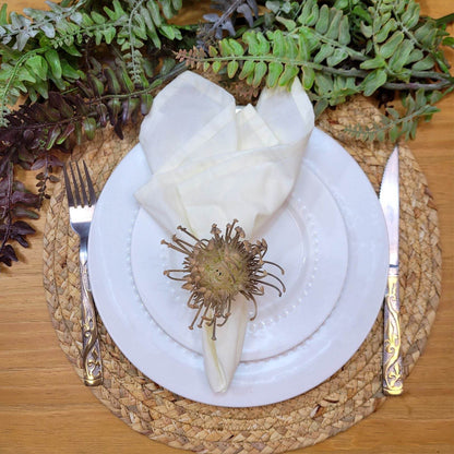 Set of 4 Beige Rustic Savanna Flower Napkin Rings - Loft&Timber