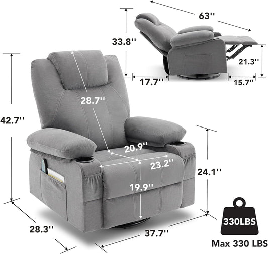 Swivel Recliner with Heat and Massage-1