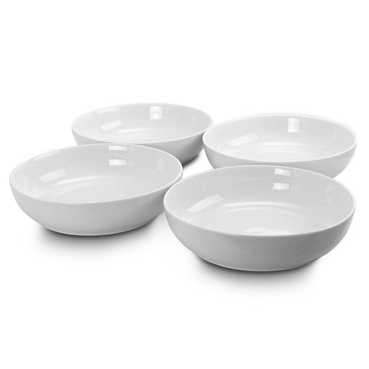 Gibson Home Extra Wide 8.5 in. Stoneware Dinner and Serving Bowls in White, Set of 4 - Loft&Timber