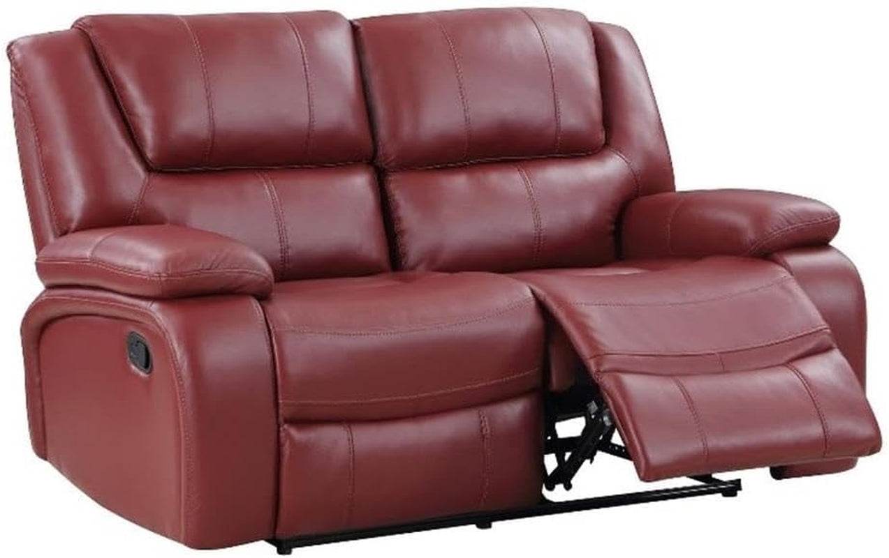 Red Faux Leather Reclining Loveseat rana - Loft&Timber