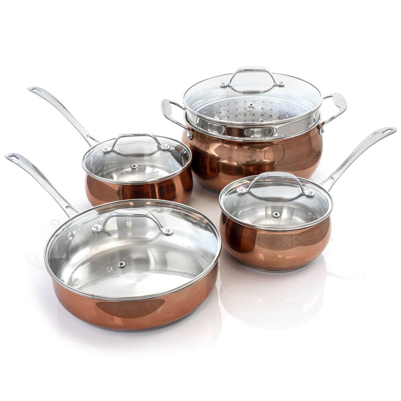 Oster Carabello 9 Piece Stainless Steel Cookware Combo Set in Copper - Loft&Timber