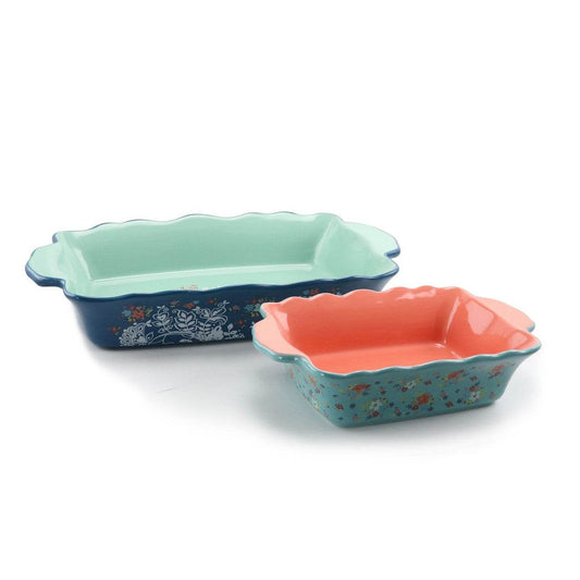 Urban Market Life On The Farm 2 Piece Stoneware Bakeware Pan Set In Assorted Colors - Loft&Timber