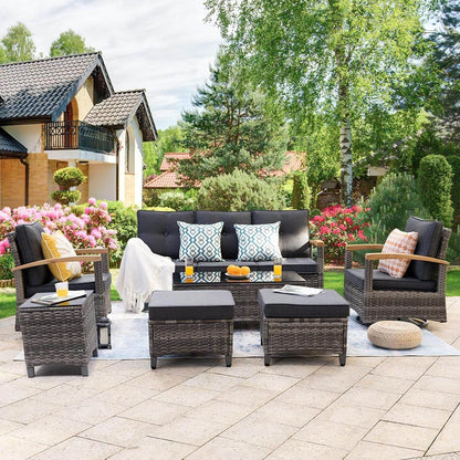 Outdoor Rattan Patio Furniture Set with Swivel Rockers - Loft&Timber