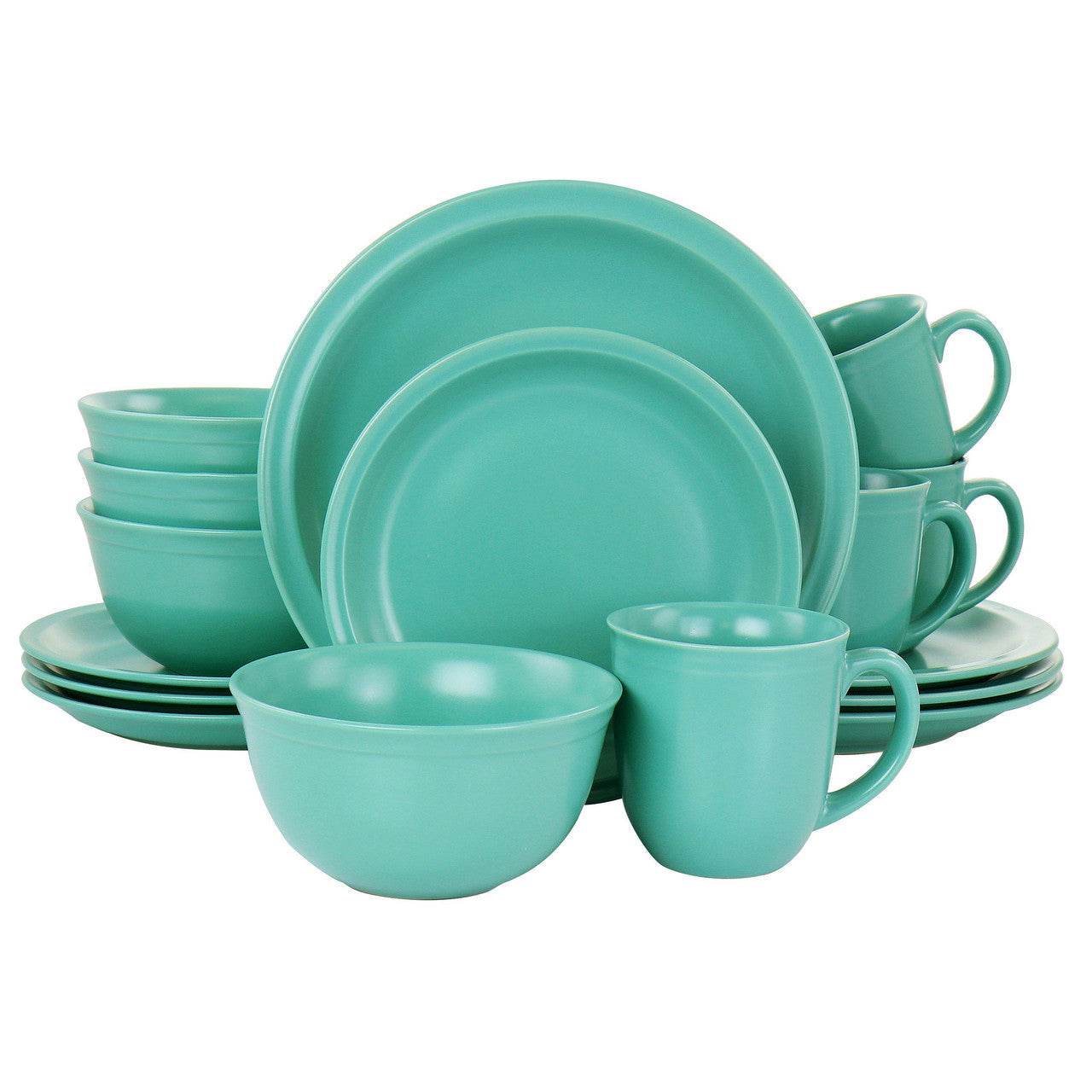 Gibson Home 16 Piece Siam Stoneware Dinnerware Set in Green - Loft&Timber