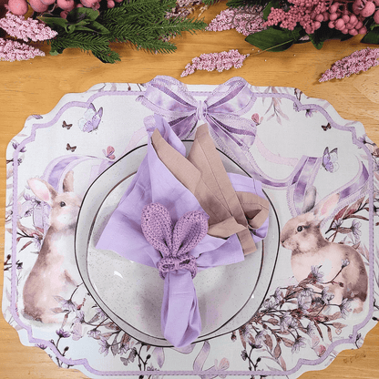Set 4 Placemats Waterproof Lace Lilac Easter Bunny Gardens Non Slip Easy to Clean placemat, Reusable Placemats, Dining Table, TableSetting - Loft&Timber