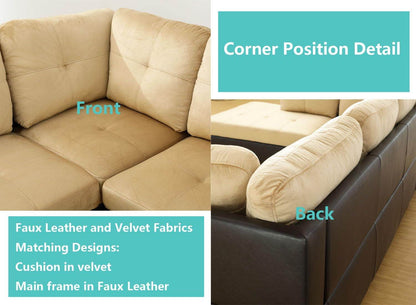 Beige Sectional Couch, 105 Inch Sectional Sofa L Shaped Couch with Storage Ottoman/Microfiber Fabric/Facing Right Chaise - Loft&Timber