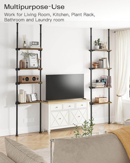 Adjustable Tall Narrow Bookshelf for Bedroom, 64 to 113Inch Height - Loft&Timber