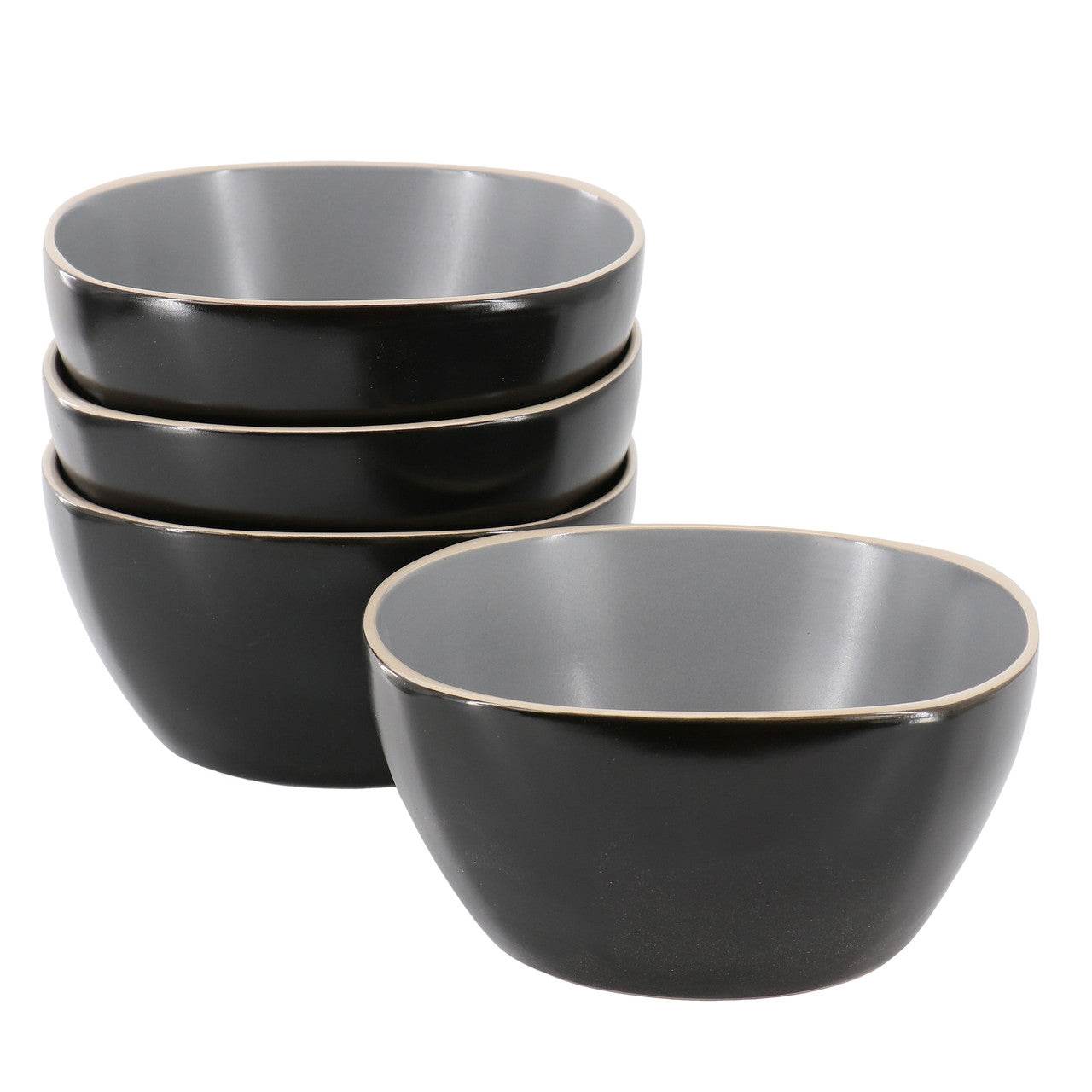 Hometrends Soho Lounge 4 Piece 6 Inch Stoneware Bowl Set in Grey - Loft&Timber