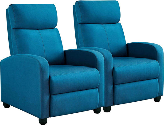 Fabric Pushback Recliner Chair, Blue - Loft&Timber